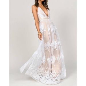 White lace maxi dress